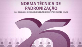 Capa Normas Técnicas de padronização das Delegacias Especializadas de atendimento às Mulheres – DEAMS.